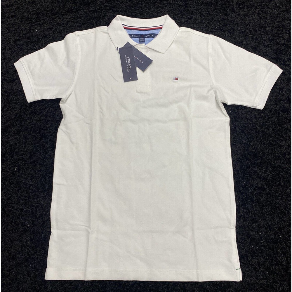 NWT Tommy Hilfiger Boys Polo Classic White Shirt Short Sleeve Sz XL